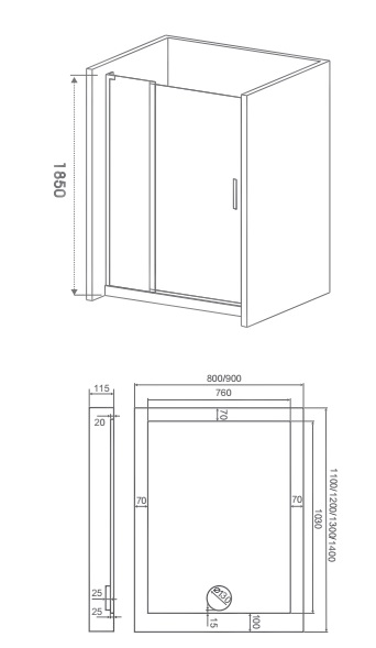 Душевая дверь GOOD DOOR MOKKA 110x185 (MOKKA WTW-110-C-WE)
