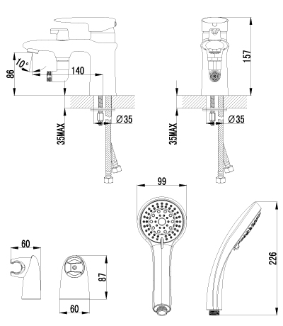 Смеситель для ванны с душем на борт LEMARK STATUS (LM4415C)