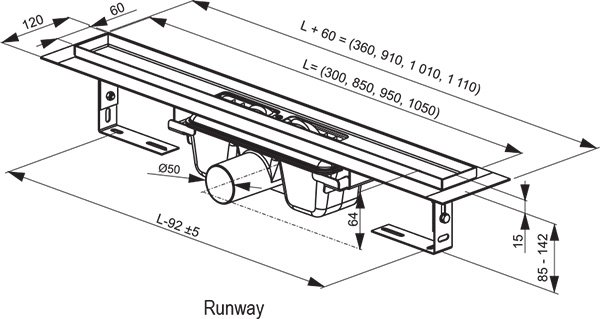 Душевой трап RAVAK Runway (X01390)
