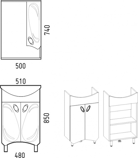 Комплект мебели Corozo Лидер 50 напольная