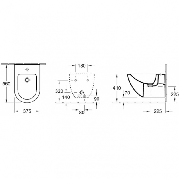 Биде подвесное VILLEROY&BOCH SUBWAY (7400 00R1)