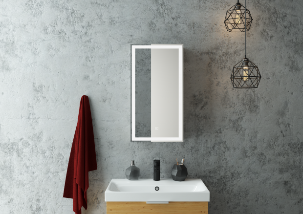 Зеркало-шкаф Art&Max Techno 35 R с подсветкой, черное