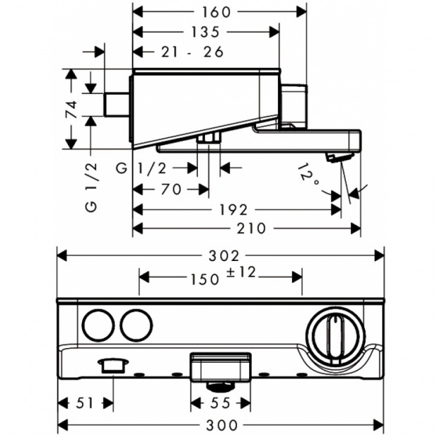 Термостат для ванны с душем HANSGROHE SELECT (13151400)