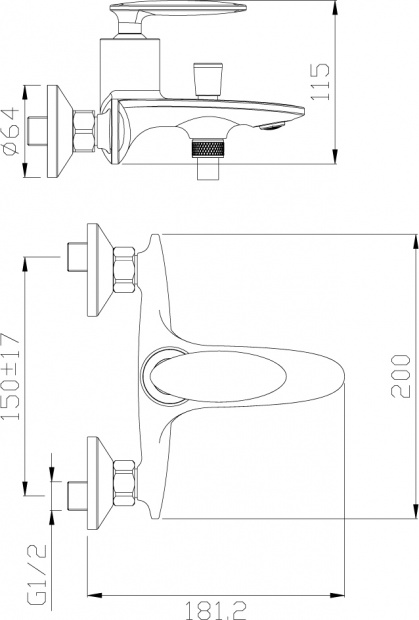 Смеситель для ванны с душем Rossinka RS (RS30-31)