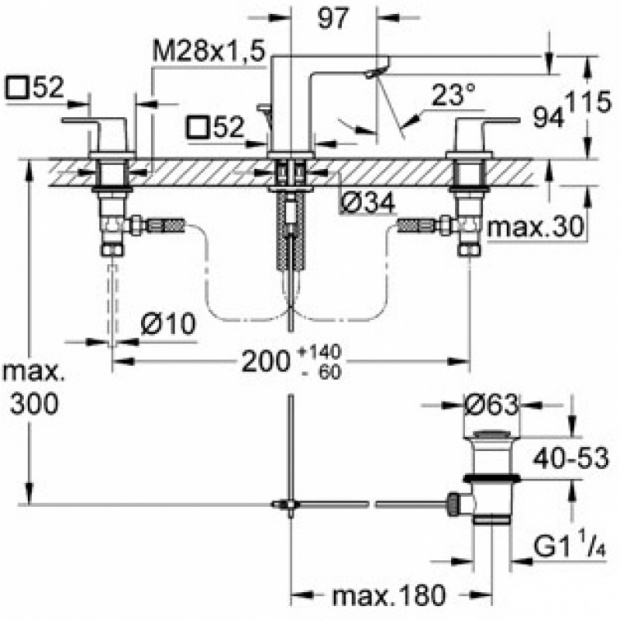 Смеситель для раковины GROHE EUROCUBE (20351000)