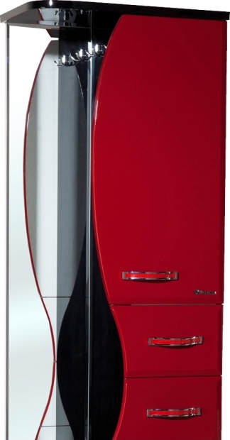 Шкаф-пенал с зеркалом Bellezza Рио 50 R красный с черным