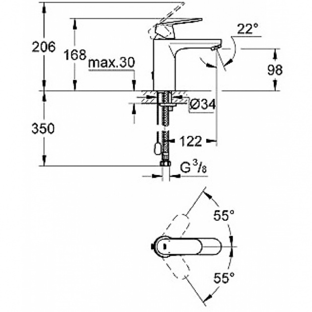 Смеситель для раковины GROHE EUROSMART COSMOPOLITAN (23326000)