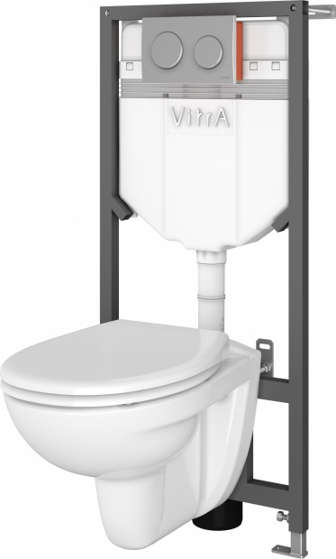 Комплект: VitrA Uno 9773B003-7206 подвесной унитаз + инсталляция + кнопка