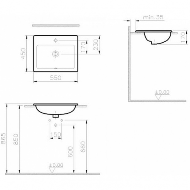 Раковина встраиваемая VITRA S20 (5465B003-0001)