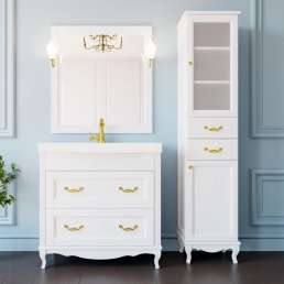 Комплект мебели ValenHouse Лиора 90 белая, фурнитура золото