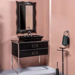 Комплект мебели Armadi Art Monaco 100 столешницей из мрамора черная, хром, прямоугольная раковина