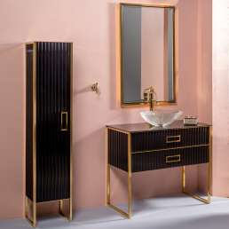 Комплект мебели Armadi Art Monaco 100 с черной столешницей черная, золото