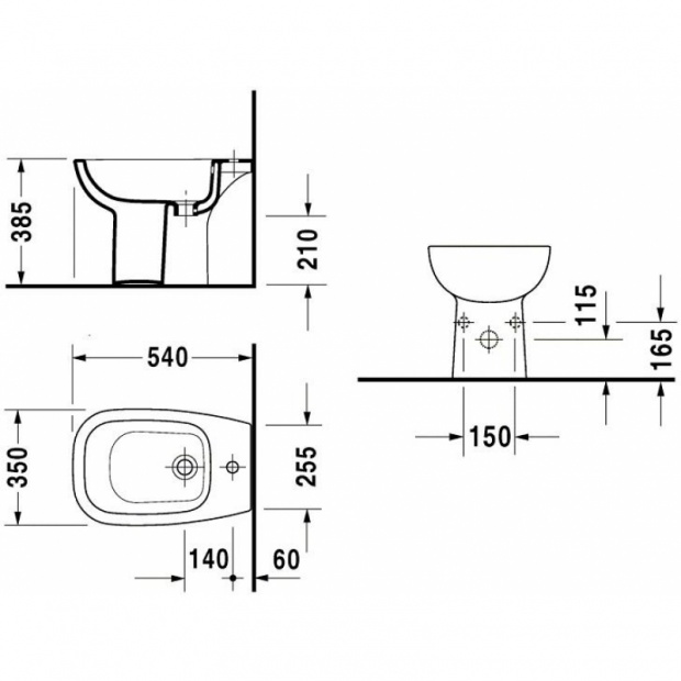 Биде напольное	 DURAVIT D-CODE (22381000002)