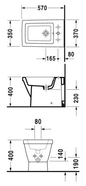 Биде напольное DURAVIT 2ND FLOOR (01361000001-WG)