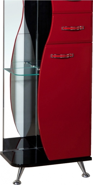 Шкаф-пенал с зеркалом Bellezza Рио 50 R красный с черным