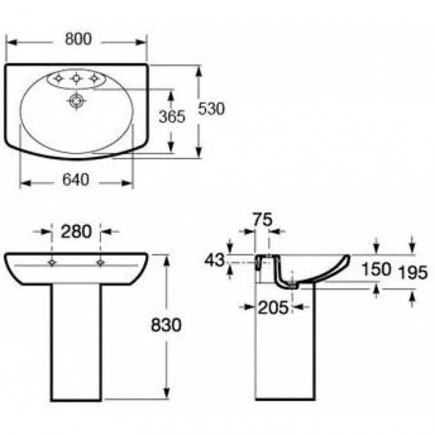 Раковина подвесная ROCA DAMA SENSO 80 (327510000)