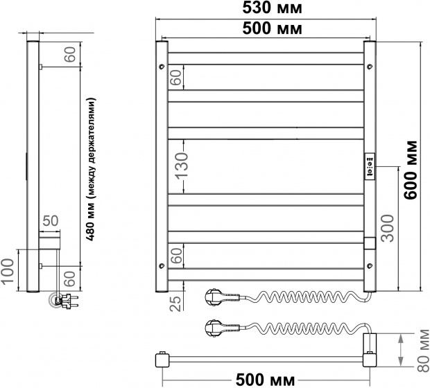 Полотенцесушитель электрический Indigo Oktava Slim 3 LСLOKS3E60-50WMRt белый матовый