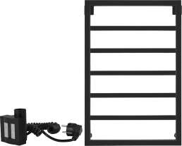 Полотенцесушитель электрический Secado Парма 80х50, ТЭН квадратный, черный матовый, L