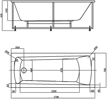 Акриловая ванна Aquatek Либра new LIB170N-0000005 170x70