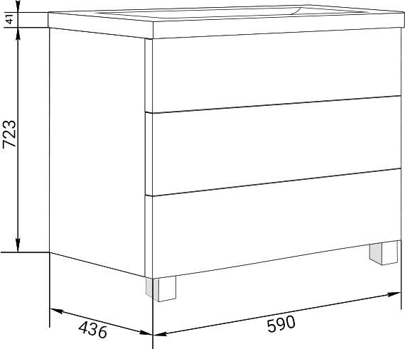 Комплект мебели Marka One Mix 60Н с 3 ящиками, белый глянец, ручки рейлинг
