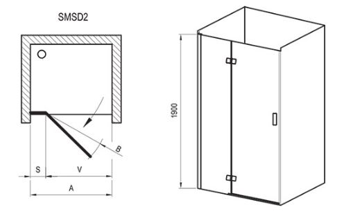 Душевая дверь RAVAK Smartline 190x120 правая (0SPGAA00Z1) SMSD2-120 Transparent хром