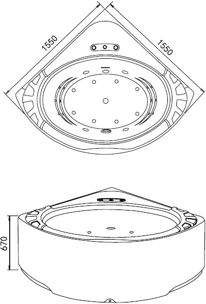 Ванна акриловая Gemy 155х155 (G9252)