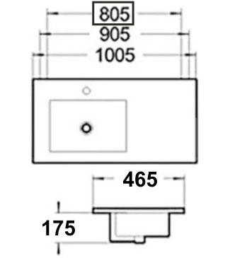 Раковина встраиваемая MELANA правая (800-9080ER)