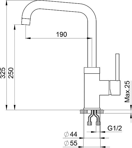 Смеситель для кухонной мойки GRANULA GR-0041 GR-0041 графит серый