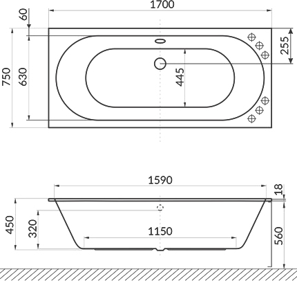 Акриловая ванна Excellent Oceana Slim WAEX.OCE17S.SOFT 170x75