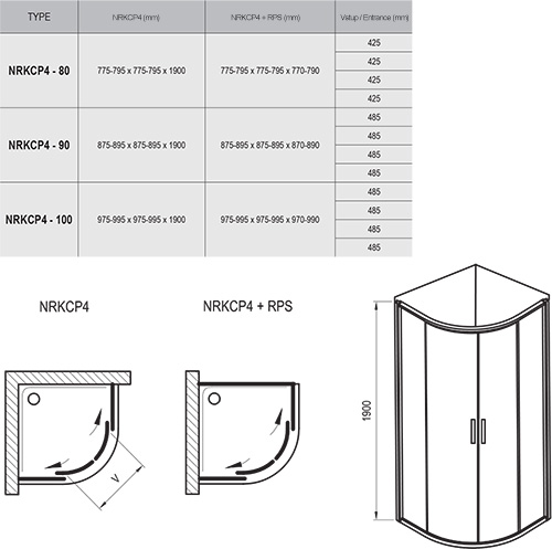 Душевой уголок RAVAK Rapier 80x80 универсальный (3L340U00Y1) NRKCP4-80 Transparent сатин