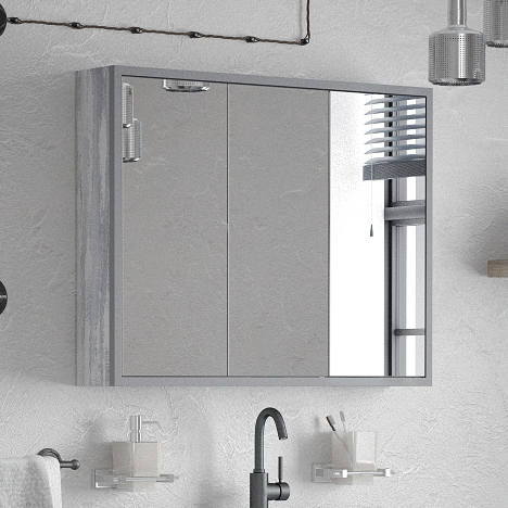 Зеркало-шкаф Corozo Айрон 90, серый, арт