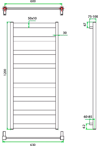 Полотенцесушитель водяной Grota Brezza 63x120