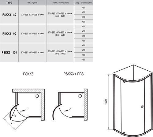 Душевой уголок RAVAK Pivot 80x80 универсальный (37644101Z1) PSKK3-80 Transparent белый