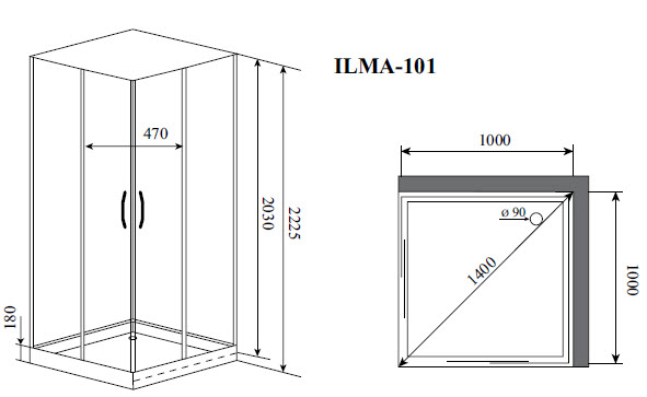 Душевая кабина TIMO PREMIUM ILMA 100х100х222 (ILMA-101)