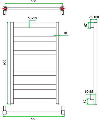 Полотенцесушитель водяной Grota Brezza 53x90