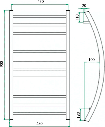 Полотенцесушитель водяной Grota Primo 48x90