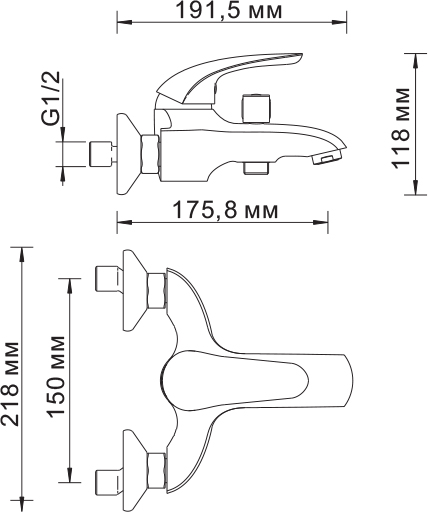 Смеситель для ванны с душем Wasserkraft Rossel (2801)