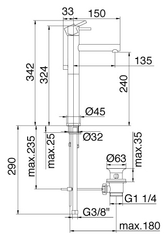 Смеситель для раковины Treemme Vela (5812.CC.VL)