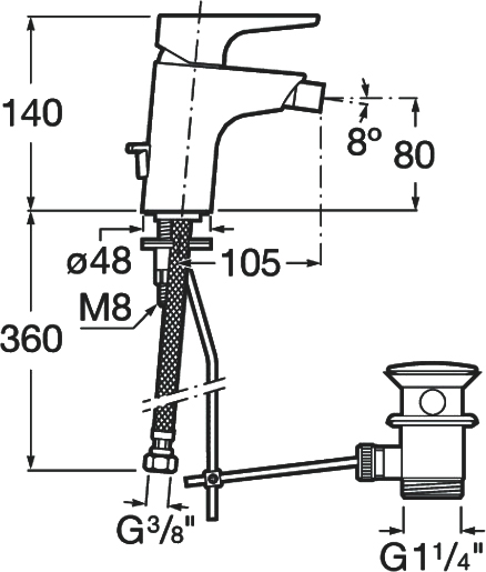 Смеситель для биде Roca Atlas 5A6090C0M