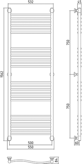 Полотенцесушитель водяной Сунержа Флюид + 150x50