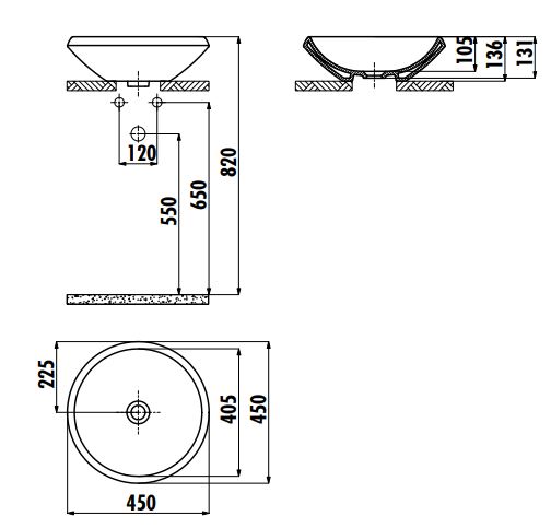 Раковина накладная CREAVIT MONO 45 (MN045-00SI00E-0000)