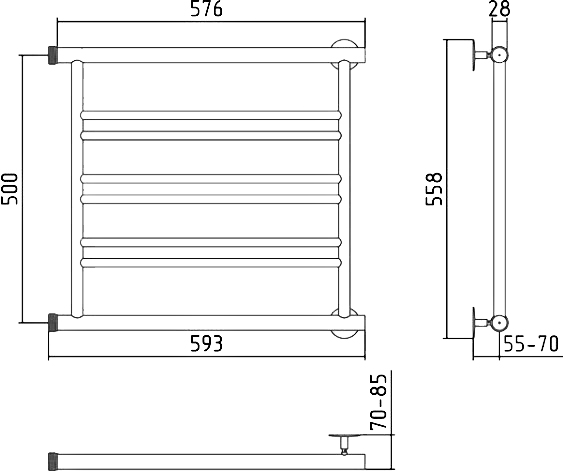 Полотенцесушитель водяной Стилье Минор 60x55 (00601-5060) хром