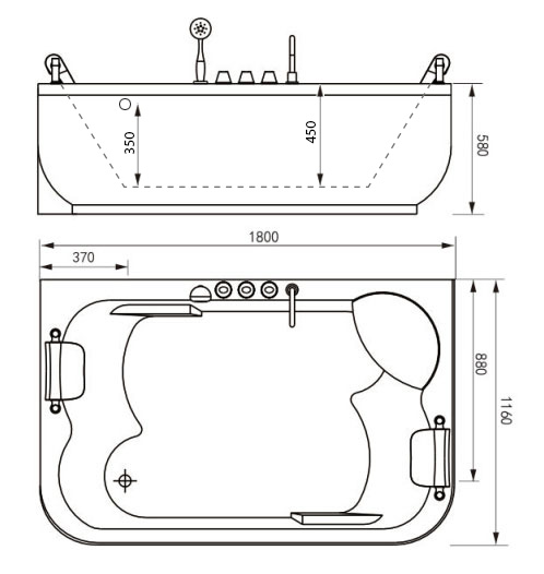 Ванна акриловая GEMY 180x115 (G9085 O L) L