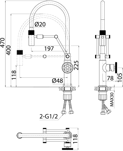 Смеситель для кухни IDDIS Grange GRASBFLi05 хром, с гибким изливом