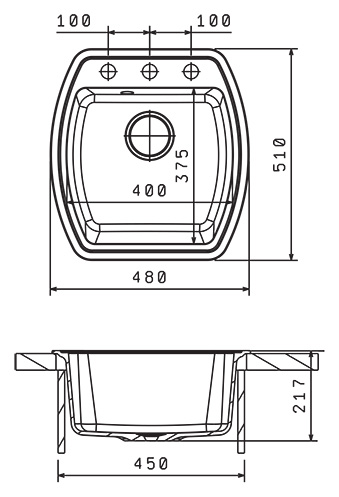 Мойка кухонная Florentina Нире 480 (20.190.B0480.305) грей