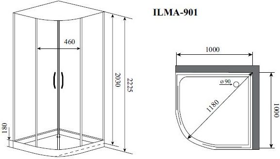 Душевая кабина TIMO PREMIUM 100x100x222 (ILMA901)