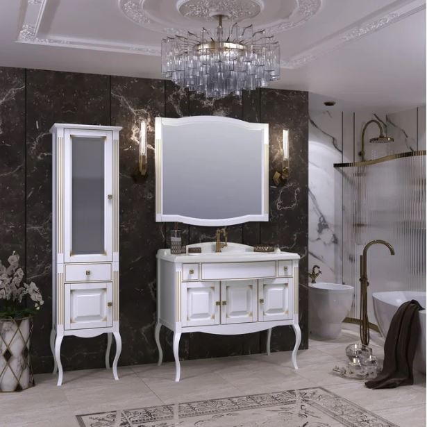 Комплект мебели OPADIRIS ЛАУРА 100 белый матовый, золотая патина