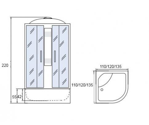 Душевая кабина МОНОМАХ 135/135/55 С МЗ 135x135x220 (10000005849)