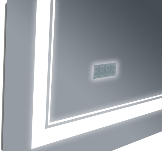 Зеркало Бриклаер Эстель-2 60 с подсветкой, с часами, сенсор на корпусе