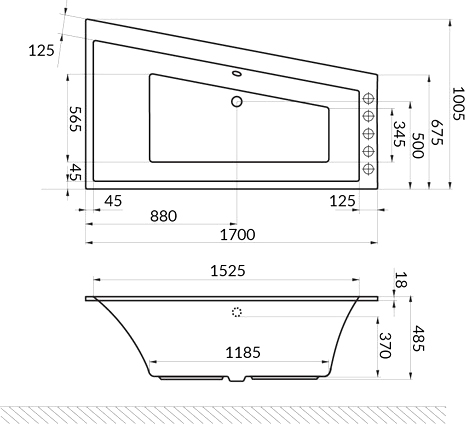 Акриловая ванна Excellent Sfera Slim 170х100 R